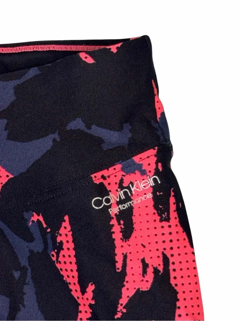 Calvin Klein Coral, Black & Grey Abstract Print Cropped Leggings